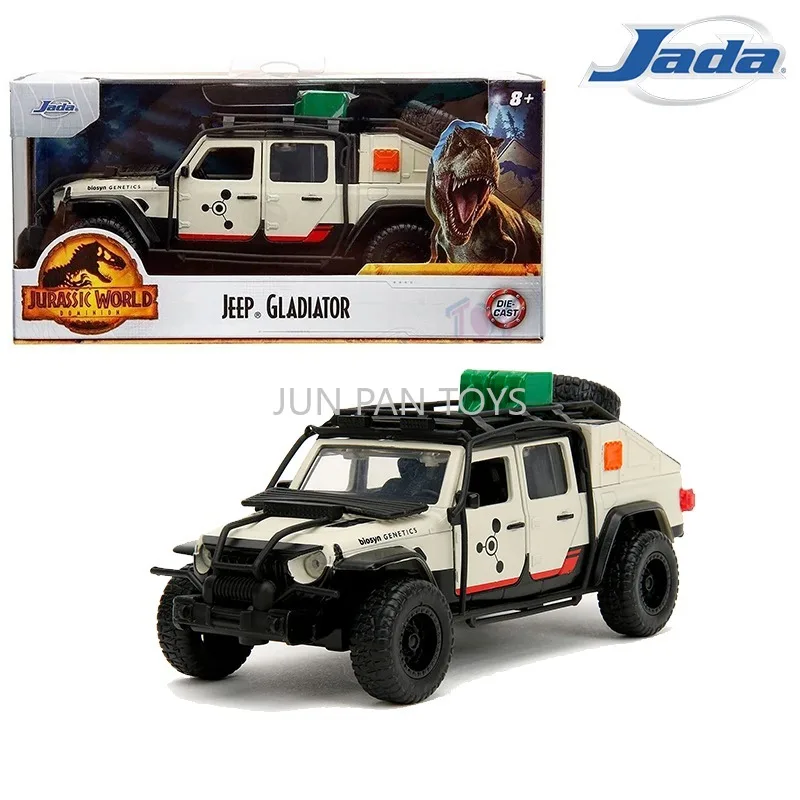 Jada Original 1/32, Vehículo de la Película Jurassic Park, Jeep Gladiator Beige, Auto de Metal Fundido a Presión, Miniatura de Camioneta, Juguetes para Niños, Regalos de Cumpleaños