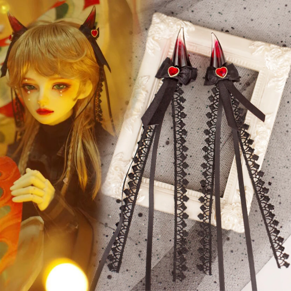 D08-P037 children handmade toy 1/3 doll BJD/SD doll's accessiores dark blood red devil horn headpin 1pair