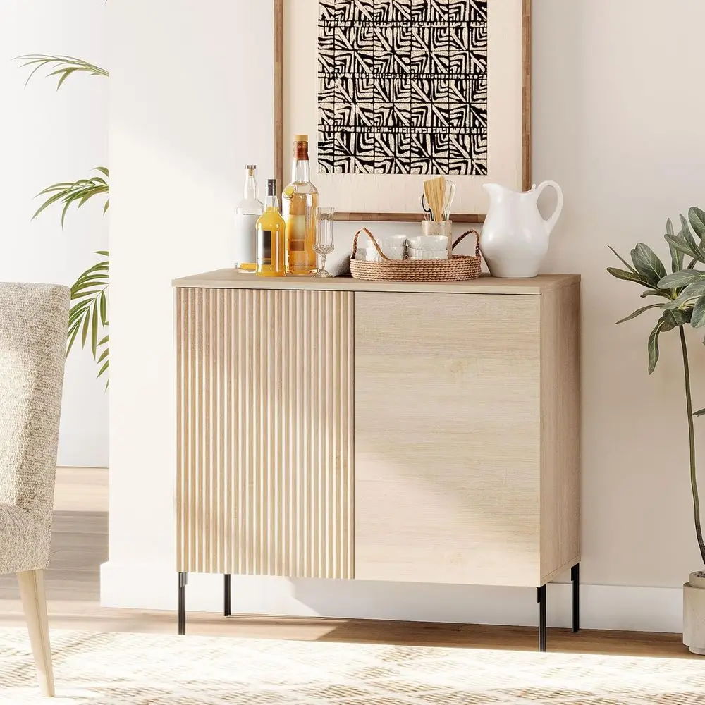 

Шкаф-буфет 31,5 с 2 дверцами и регулируемыми полками, бежевый — идеально подходит для кофе-бара, хранения вина, кухни, столовой и