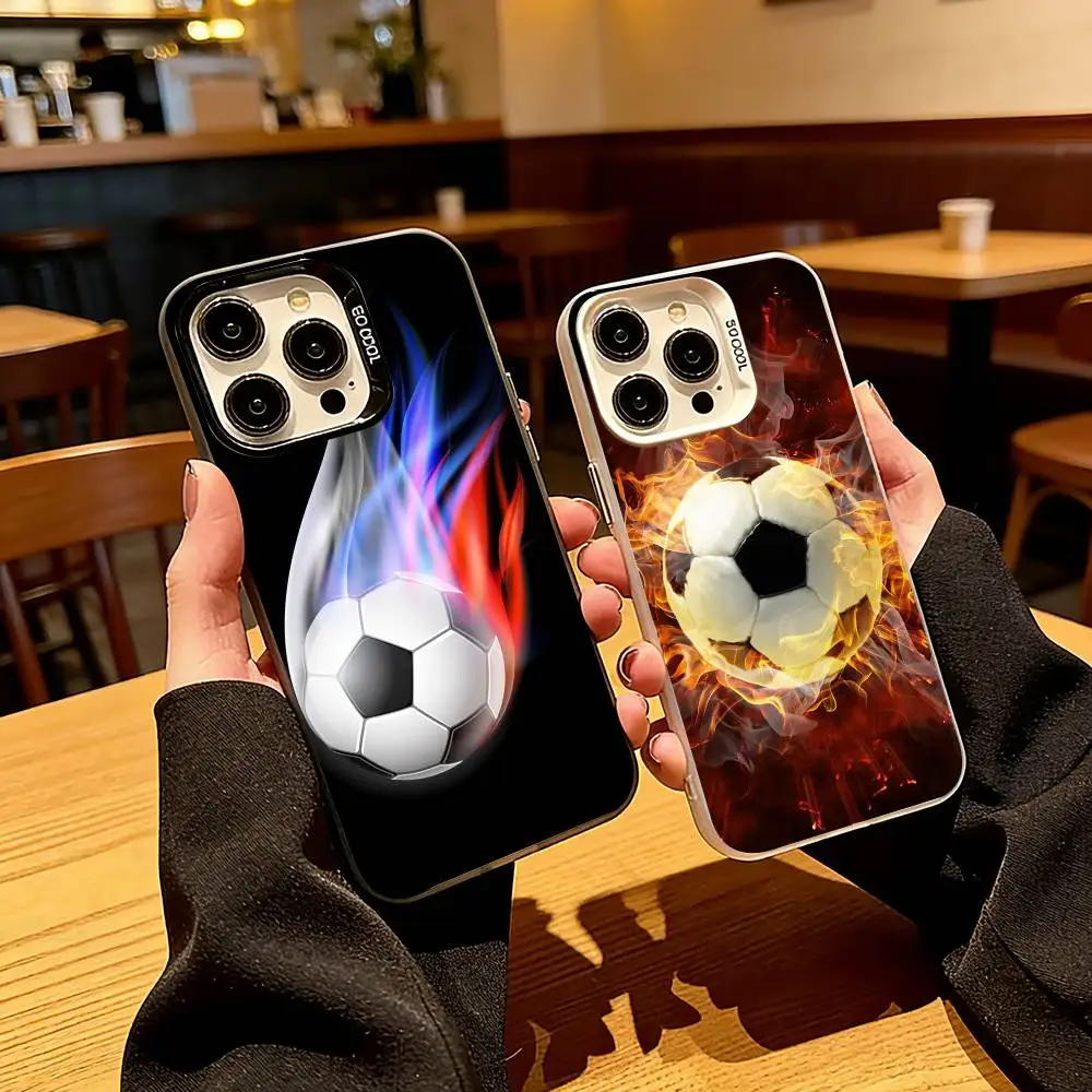 

F-Football S-Sports pictures Phone Case For iPhone 17,16,15,14,13,12,11 Plus,Pro Max,XS,Colorful Silver Phone case Funda Cover