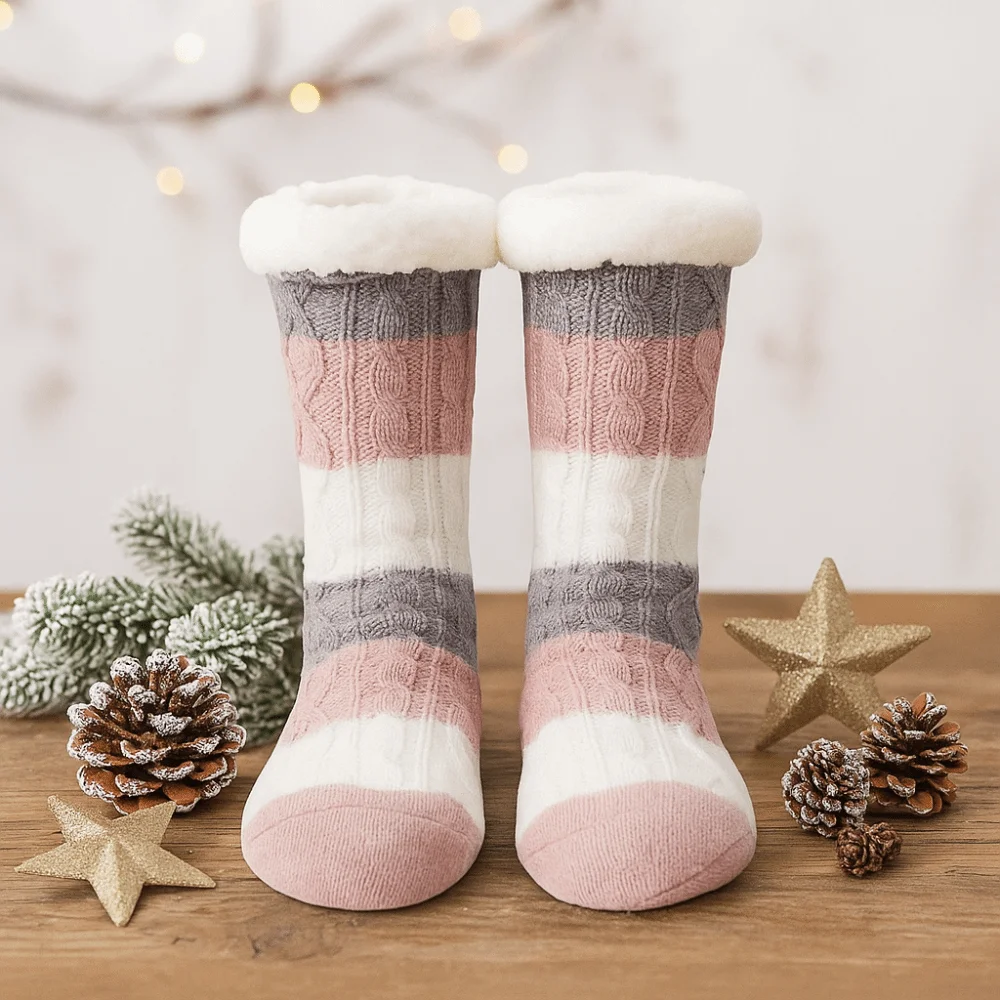 

Cute Fried Dough Twist Stripe Fleece Socks Plush Thicken Sleeping Socks Women Hosiery Soft Coral Fleece Socks Women