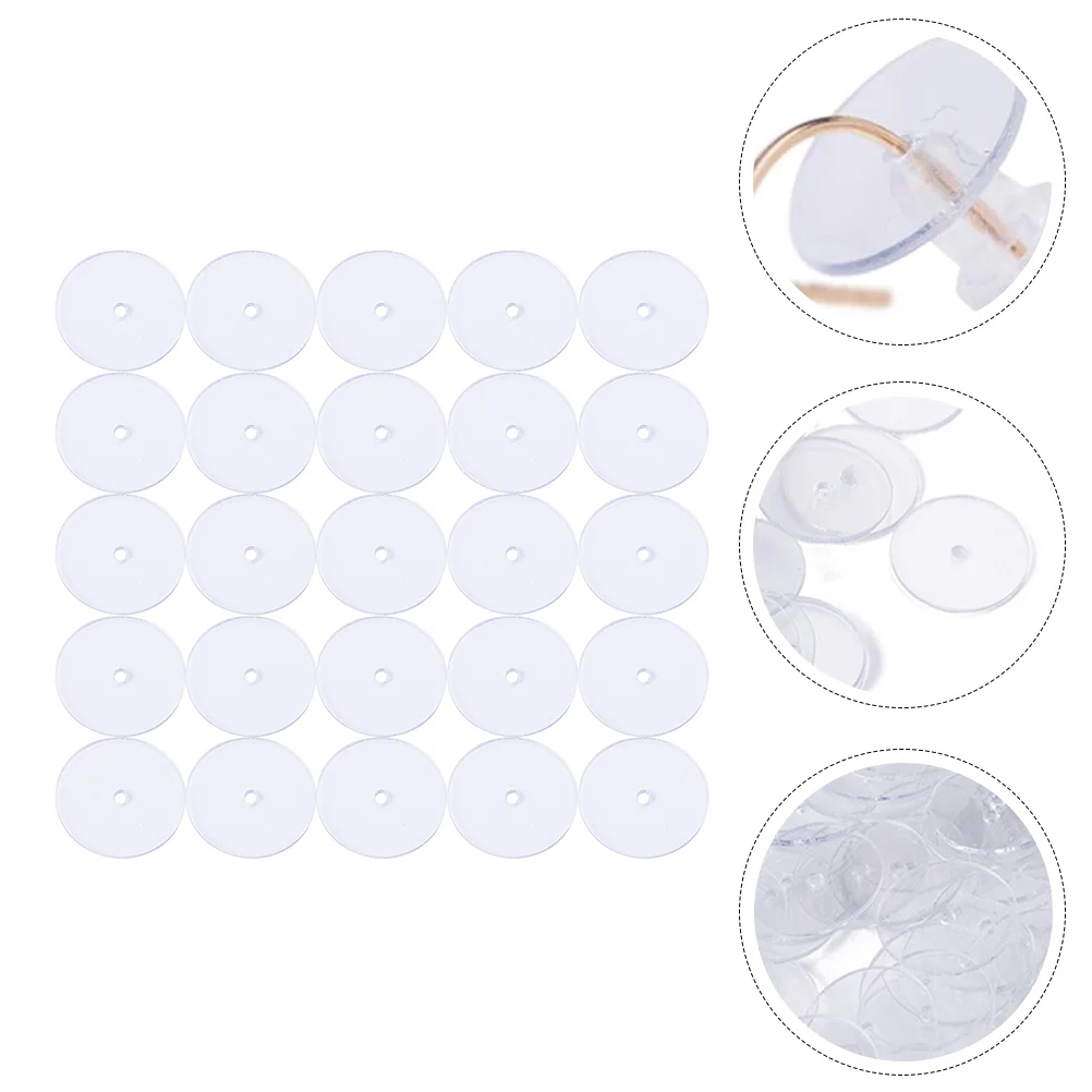 100 Pcs Pain Pads for Earrings Stoppers Clutch Locking Plastic Backs Clear Studs Gasket Droopy Ears