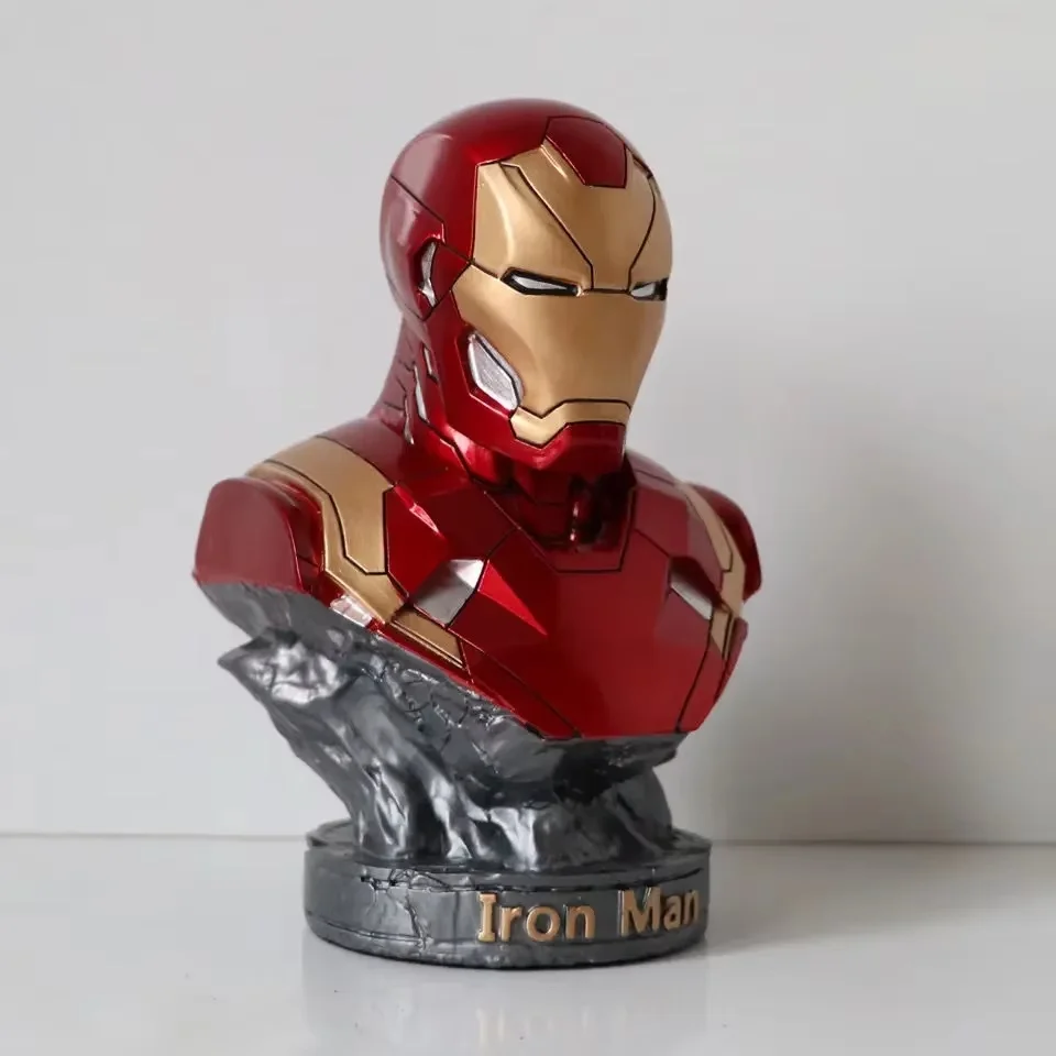 36cm Legends Avengers Figure Bust Iron Man Bust Iron Man Battle Damage Resin Statue Room Decor Collection Model Toy