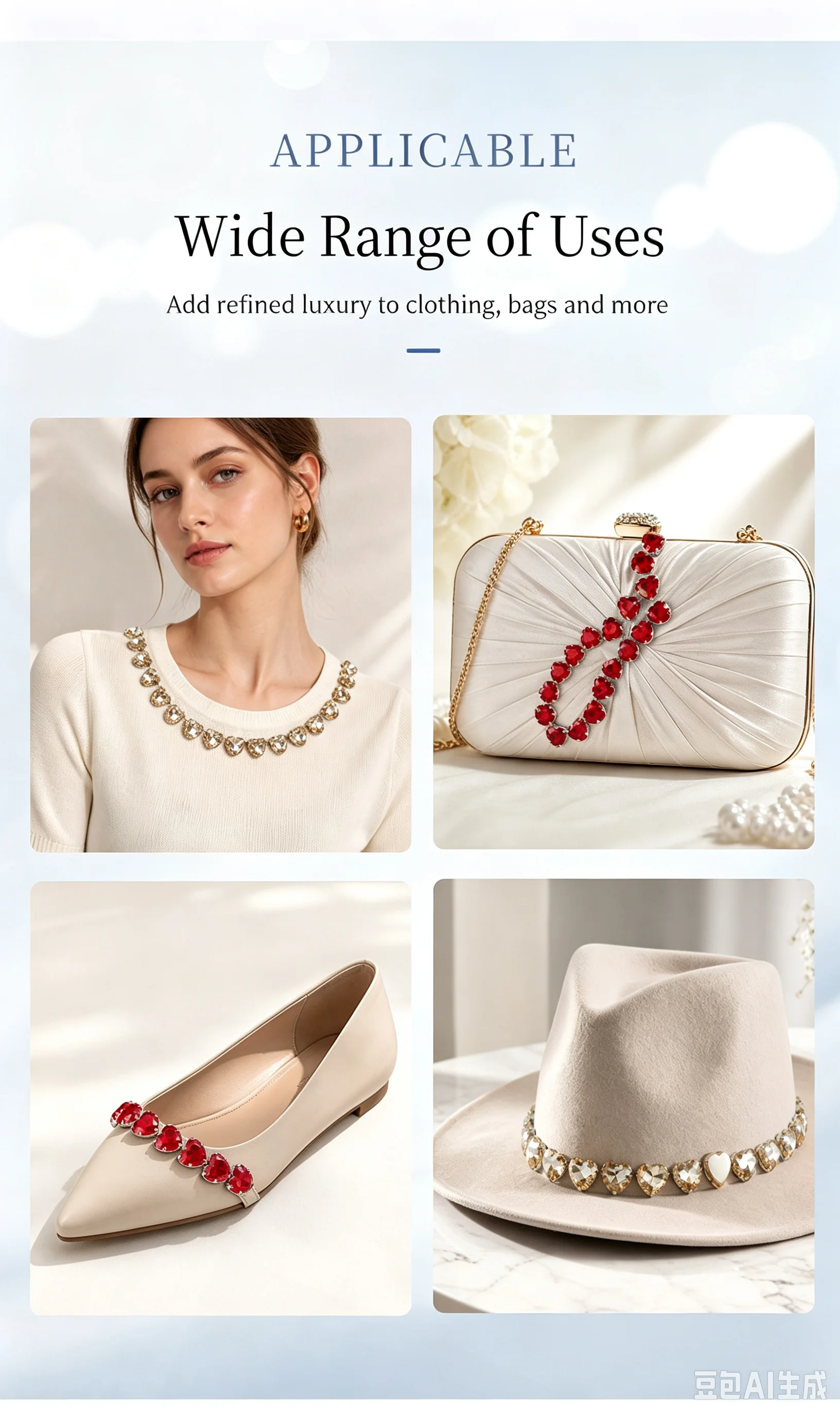 10 Yards Strasskette Kleidungszubehör Schuhe Tasche DIY Handwerk Herzförmiges Kristalldiamant-Strassband Geschenkdekoration – Detail 4