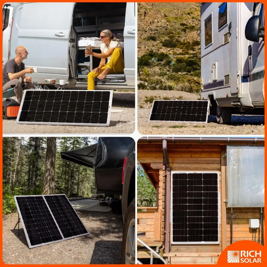 100 واط 12 فولت 9BB خلية لوحة طاقة شمسية أحادية البلورية وحدة شمسية عالية الكفاءة لمقطورة RV تخييم البحرية خارج الشبكة تطبيق #6