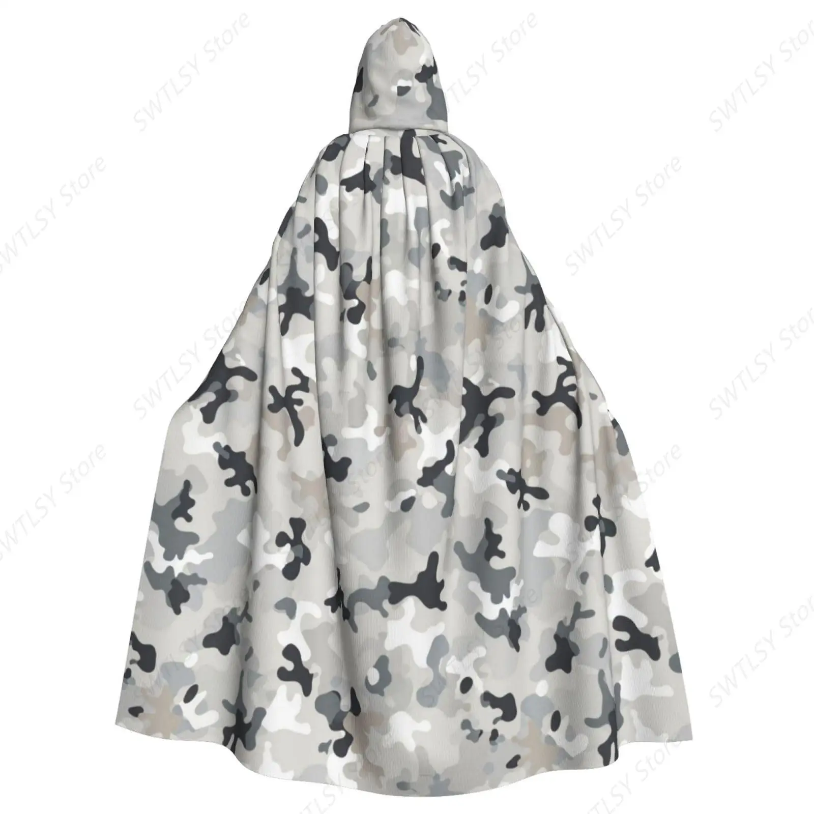 Costume Wizard Cape Compatible with Camouflage 3D Print for Women Men Robe Hooded Cloak Cosplay