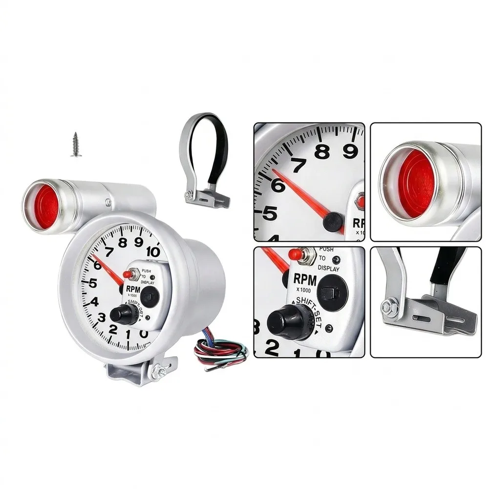 LED Tachometer for 12V Cars with Accurate RPM Readings up to 10000 and Optimized Visibility for Driving Conditions