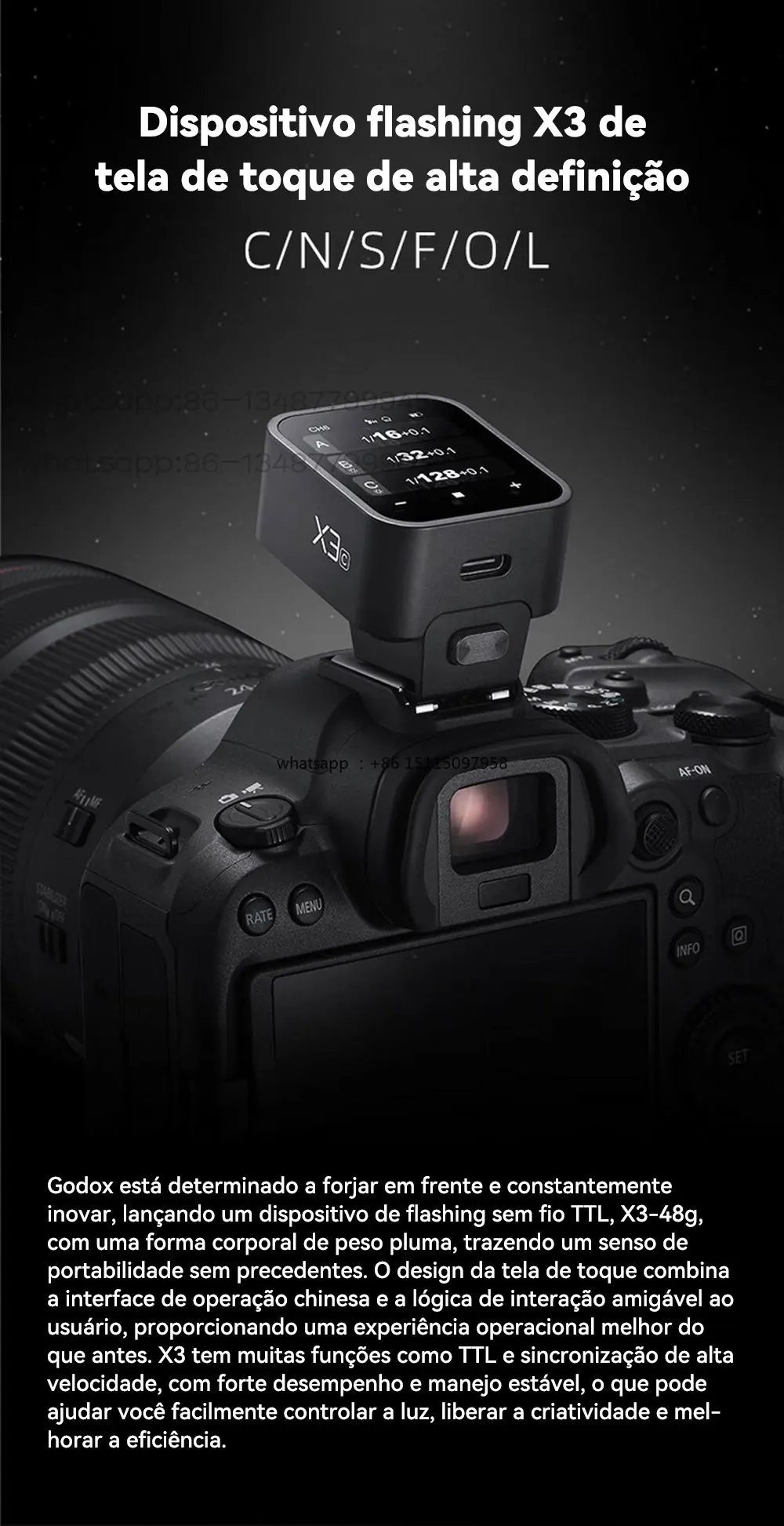Godox X3 TTL HSS 2.4G wireless flash triggered OLED touch screen transmitter for fast charging of film