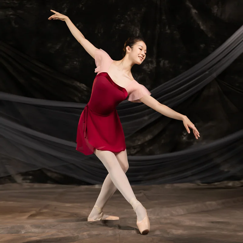 Justaucorps de Ballet noir à manches longues pour femmes, tenue de ballerine féerique, vêtements de danse classique, maillot de bain de gymnastique, Costume de Performance de Yoga