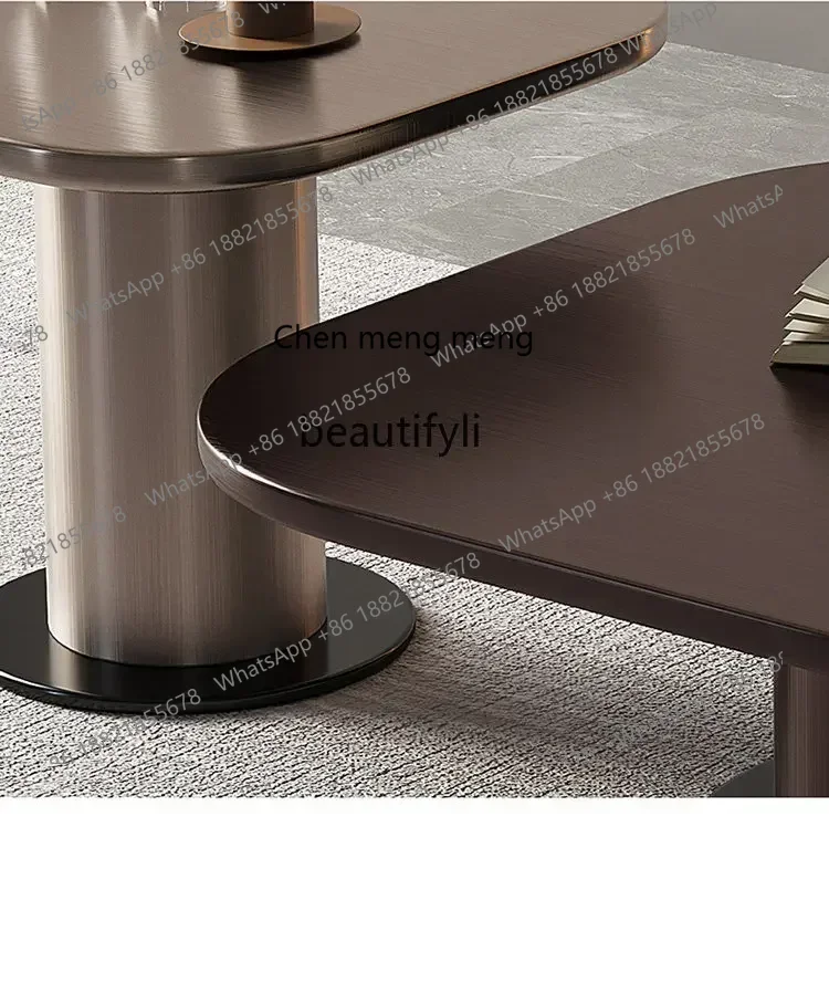 new Italian Style Light Luxury Coffee Table Living Room Size round Creative Combination Model Room Oval ss 8617