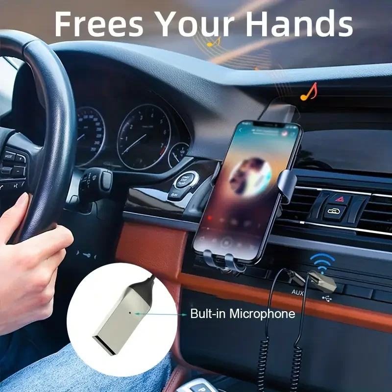 Ricevitore Bluetooth Adattatore 5.0 Kit vivavoce per auto Audio AUX Jack da 3,5 mm Ricevitore musicale wireless per trasmettitore BT per auto