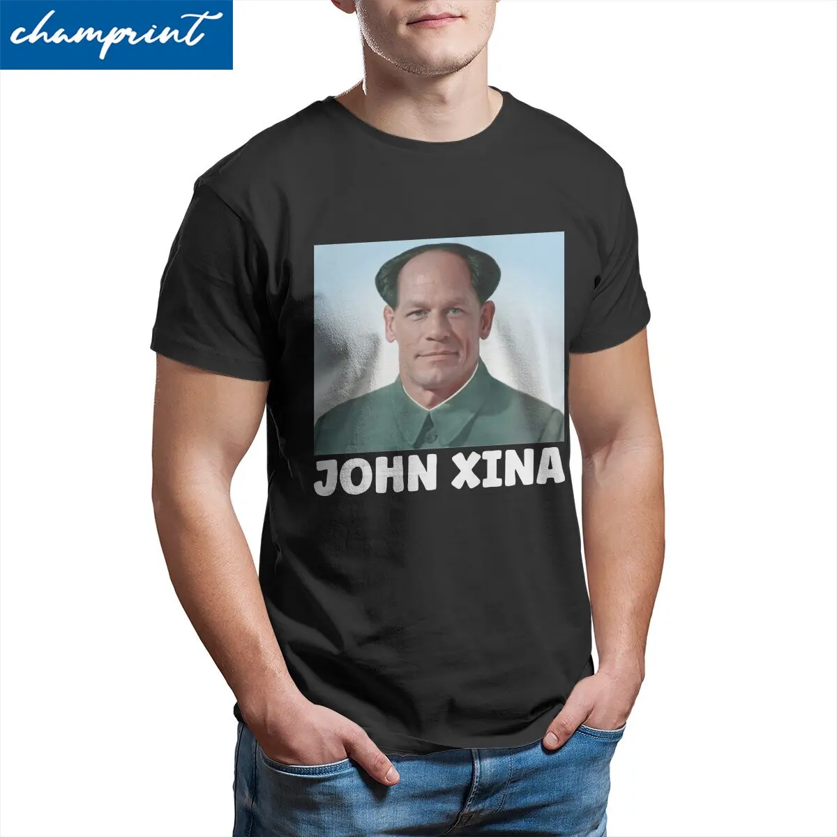 Men's John Xina T Shirt Bing Chilling Ice Cream Meme 100% Cotton Clothing Vintage Short Sleeve Crewneck Tees Summer T-Shirt