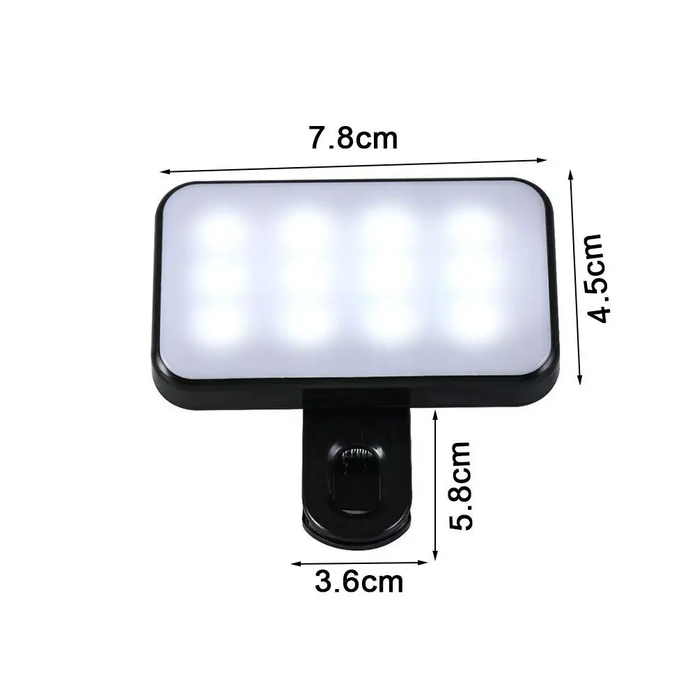 Pocket Selfie Light Mini LED Selfie Fill Light 3 Mode Adjustable Brightness Rechargeable Clip For iPhone Laptop Live Video Light