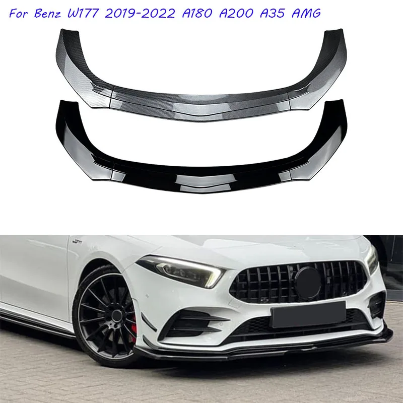 

Car Front Bumper Lip Spoiler Splitters Canards Vents Chin Guard Diffuser Cover For Benz A Class W177 2019~2022 A180 A200 A35 AMG