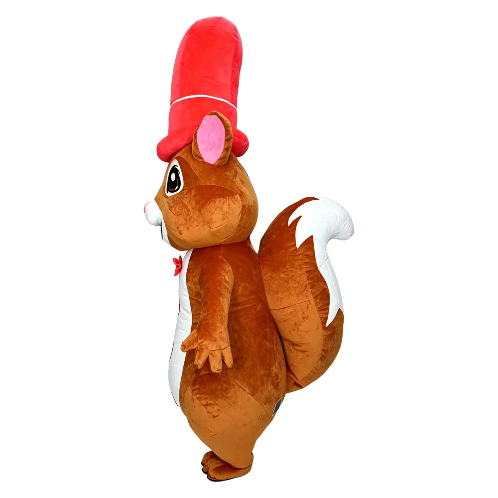 SAYGO Red Hat Squirrel Inflatable Costume Mascot Parade Adult Character Cosplay Christmas Halloween Party Event Plush Set view 6