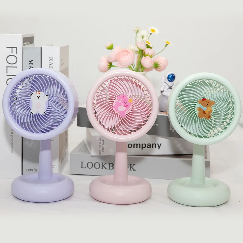 

Adjustable Angle Desktop Cute Animal Stereo Pattern Desktop Fan, Three-Speed Wind Adjustment, Compact and Portable