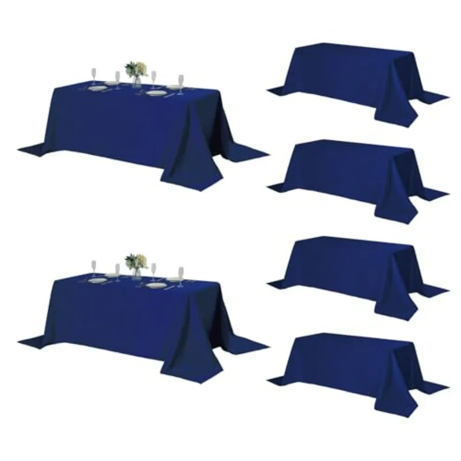 

Набор из 6 прямоугольных скатертей 90x156 дюймов, устойчивых к пятнам и складкам, из полиэстера, для кухни и столовой