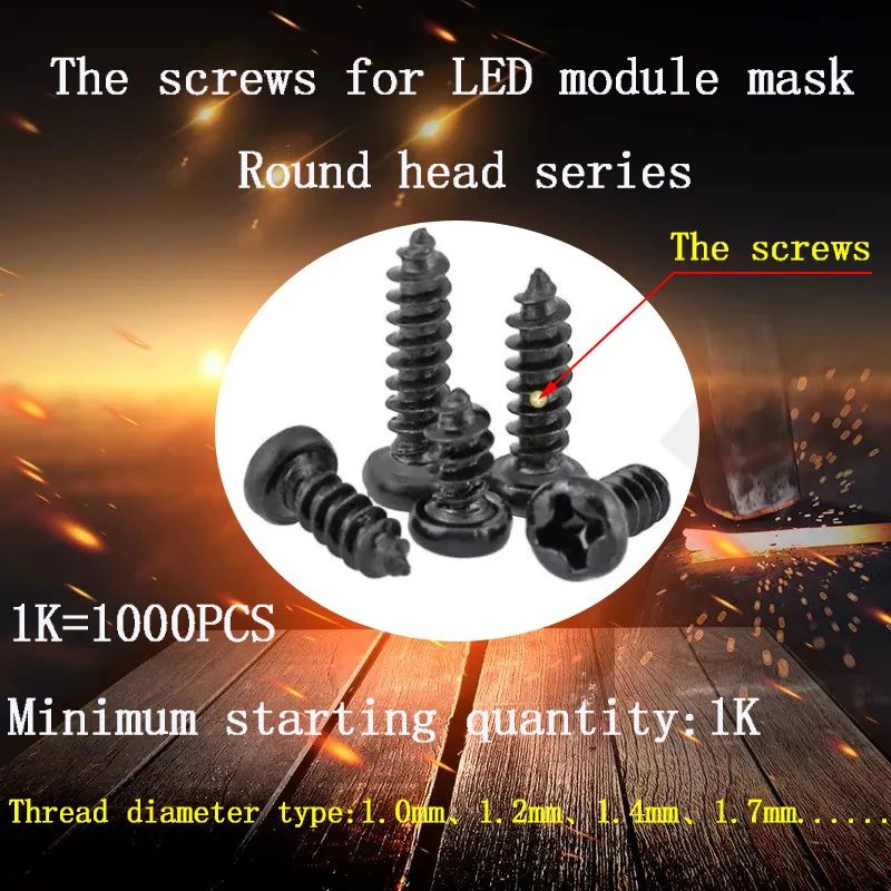 Black Micro screws, CA0.8,CA1.0, CA1.2, CA1.4, etc., iron or stainless steel, used for LED modules plastic protective nets
