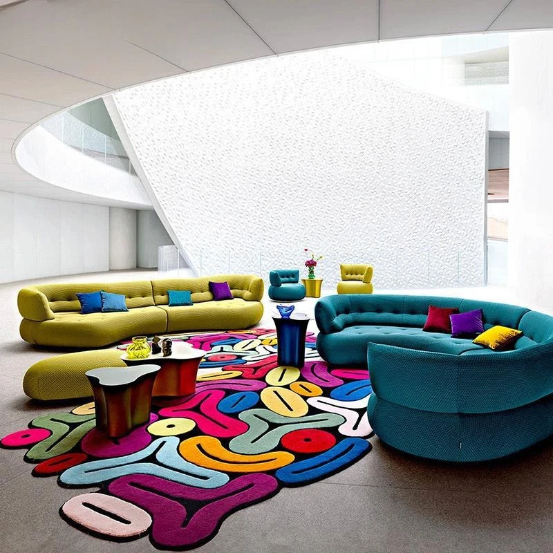 Alien color dopamine, carpet living room designer, irregular abstraction, art bedroom, wool