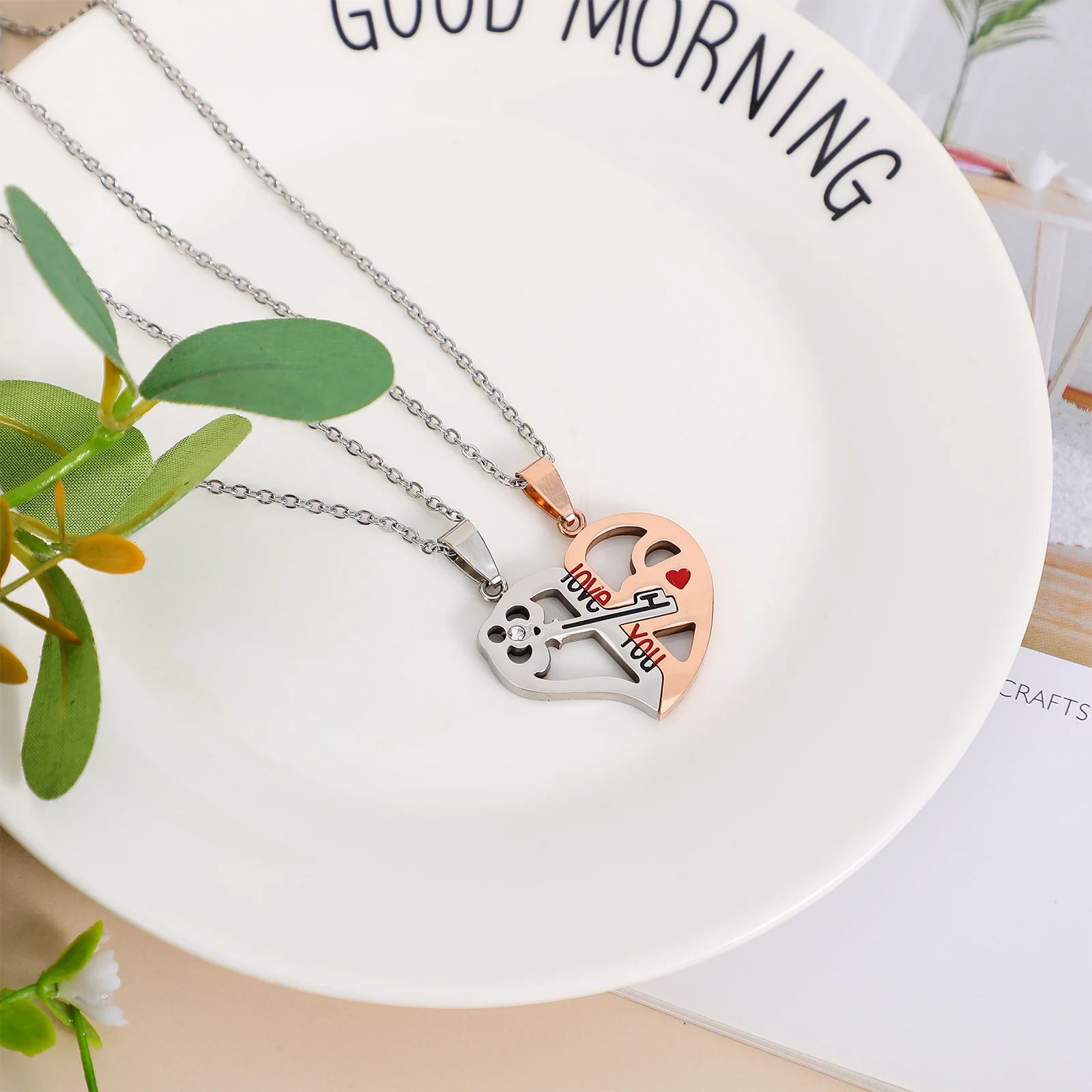 

Heart Couple Necklace Matching Necklaces Folding Stainless Steel Couples Lovers