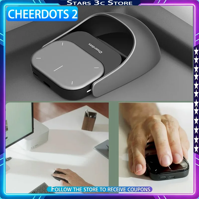 Cheerdots 2 Split Type Air Mouse Wireless Charging Bluetooth Dual-mode Lightweight Intelligent Office Mouse Computer Accessory