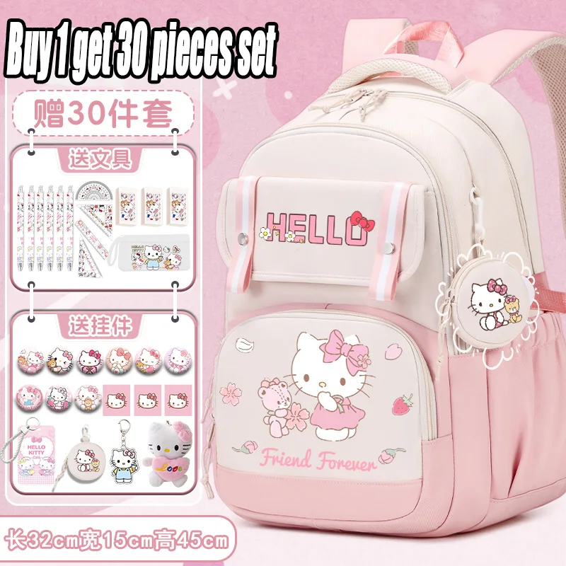 Kitty Cat 2025 New Collaborative Children's Backpack for Girls and Teenagers with Large Capacity for Back to School