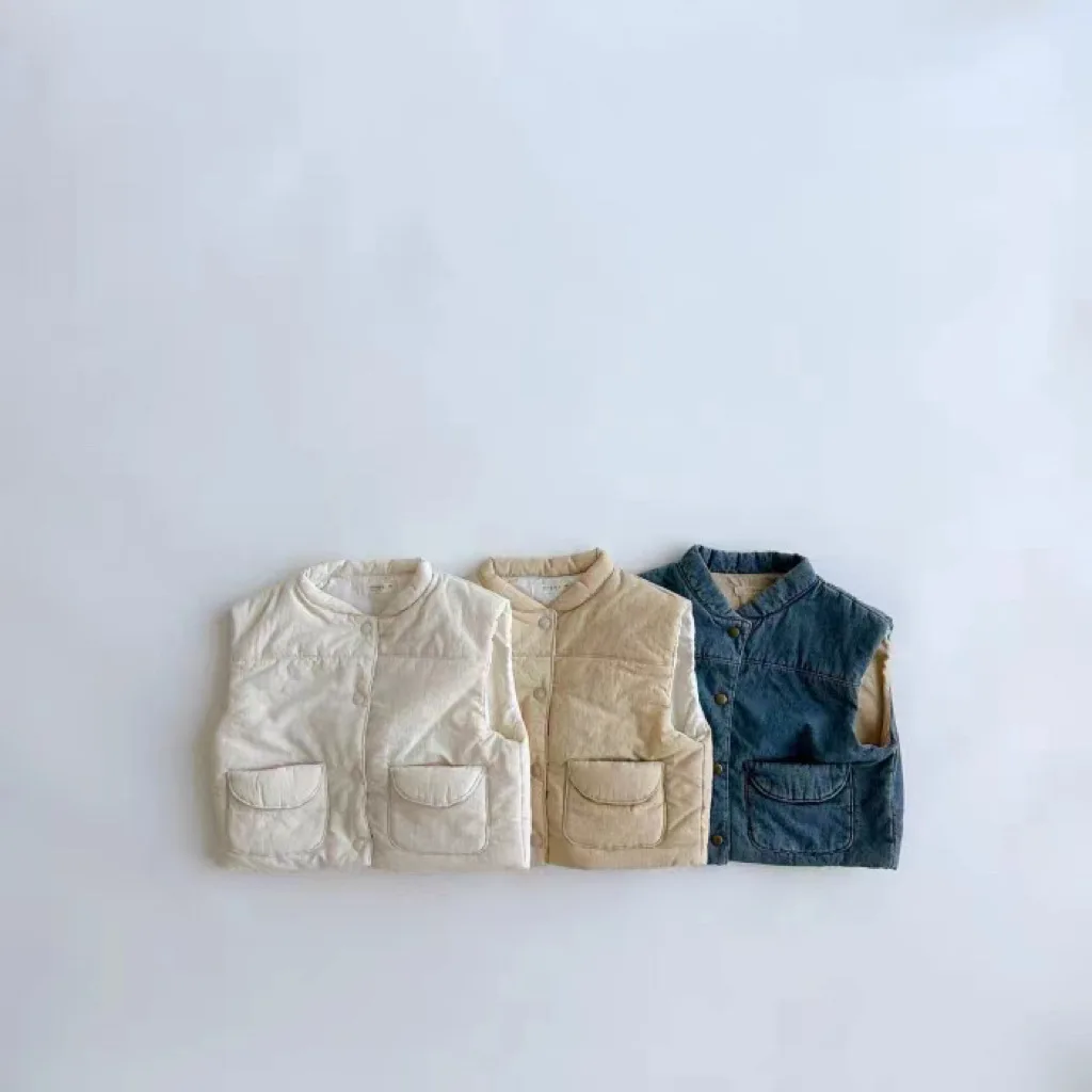 Herfst Winter Nieuwe Baby Mouwloze Vest Jas Baby Meisje Solide Warm Vest Peuter Jongen Katoenen Gewatteerde Kinderen Vrijetijdskleding