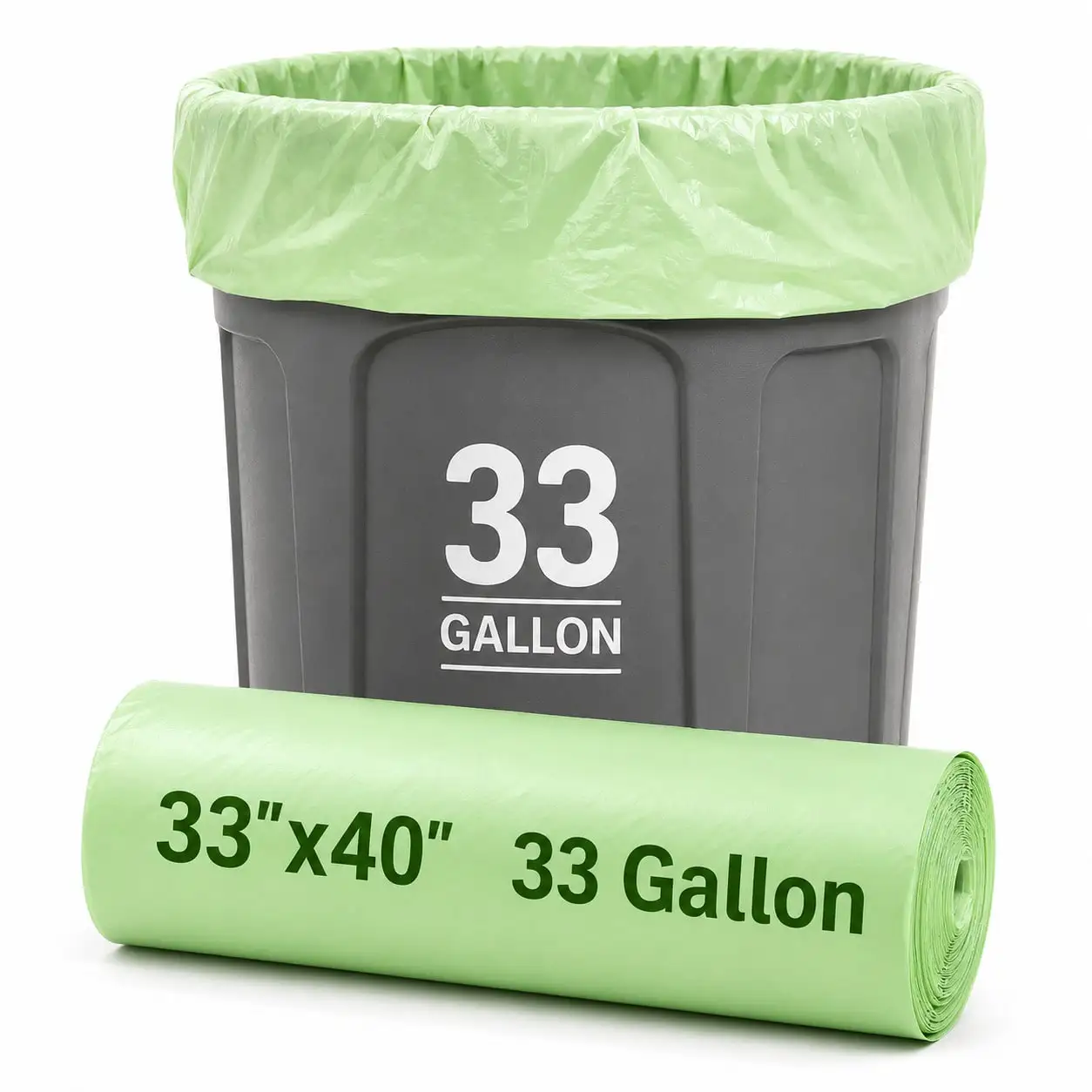 10 Count 33 Gallon Plant-Based Compostable Garbage Bags, Heavy Duty Yard Waste Bags, Home Compost Certified