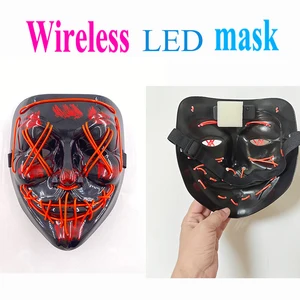 2024 Wireless Halloween Rave Mặt nạ trang trí ánh sáng LED Purga Mặt nạ ánh sáng neon sáng cho lễ hội tối tăm tối 6 Bán hàng chính Mortal Kombat Luminaire - 5
