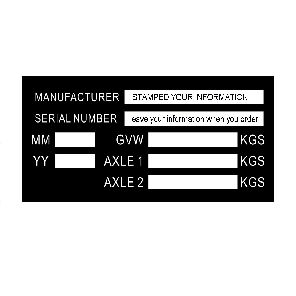 Pre-Engraved Stamped VIN-Chassis-Plates Trailer Weight Plate Plant Smart Car Box Boat Bike