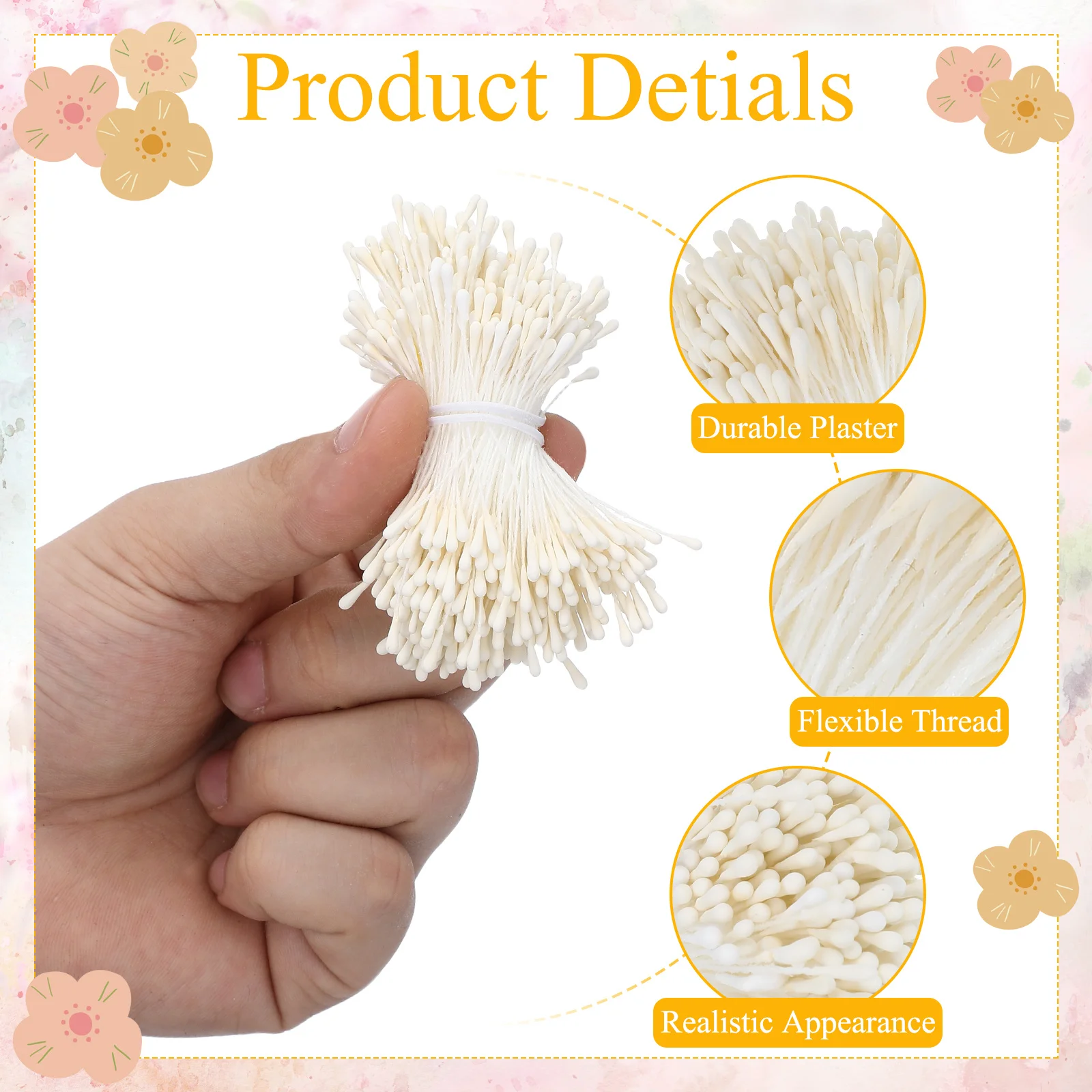 400 قطعة من الجص البلاستيكي المزين بالزهور الحية مزدوجة الأطراف لمشاريع الزهور ذاتية الصنع هدايا زهرة الزهور واللؤلؤ السداة