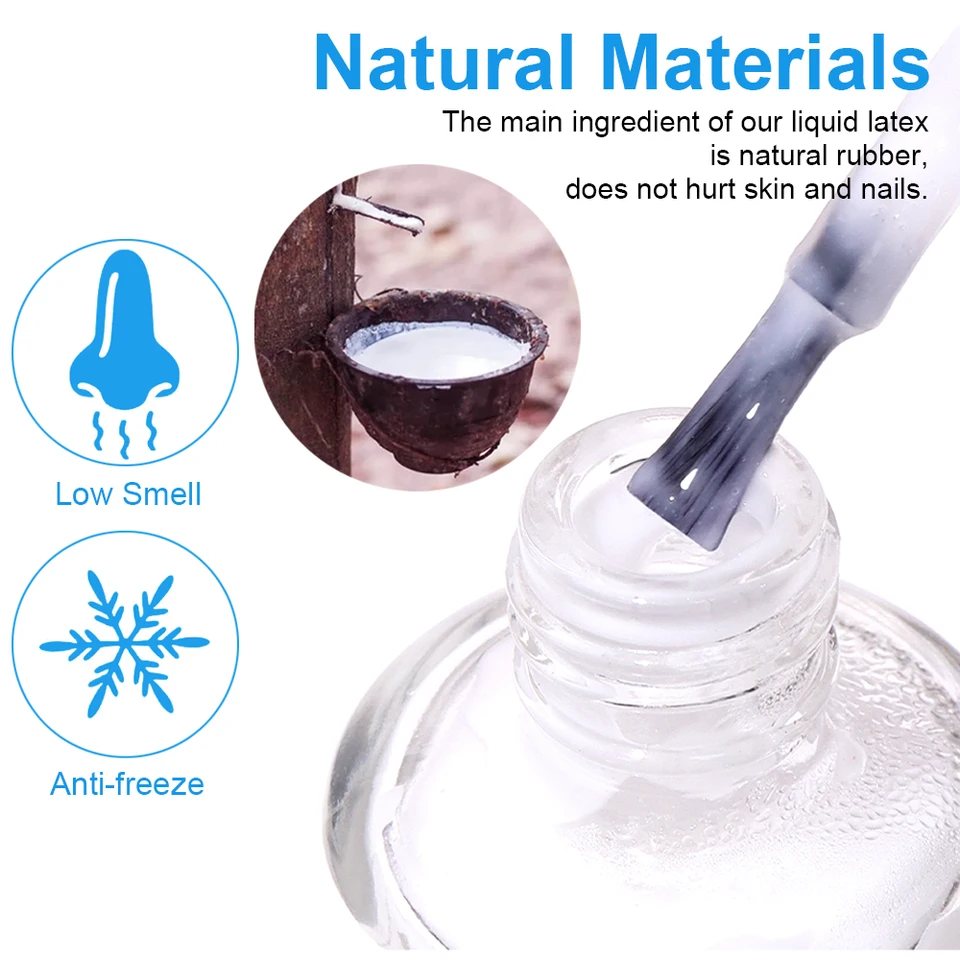 Líquido de uñas de 15ml para pelar, protector de cutícula con borde anti-desbordamiento, cinta de látex para uñas, protector de dedos y esmalte 3