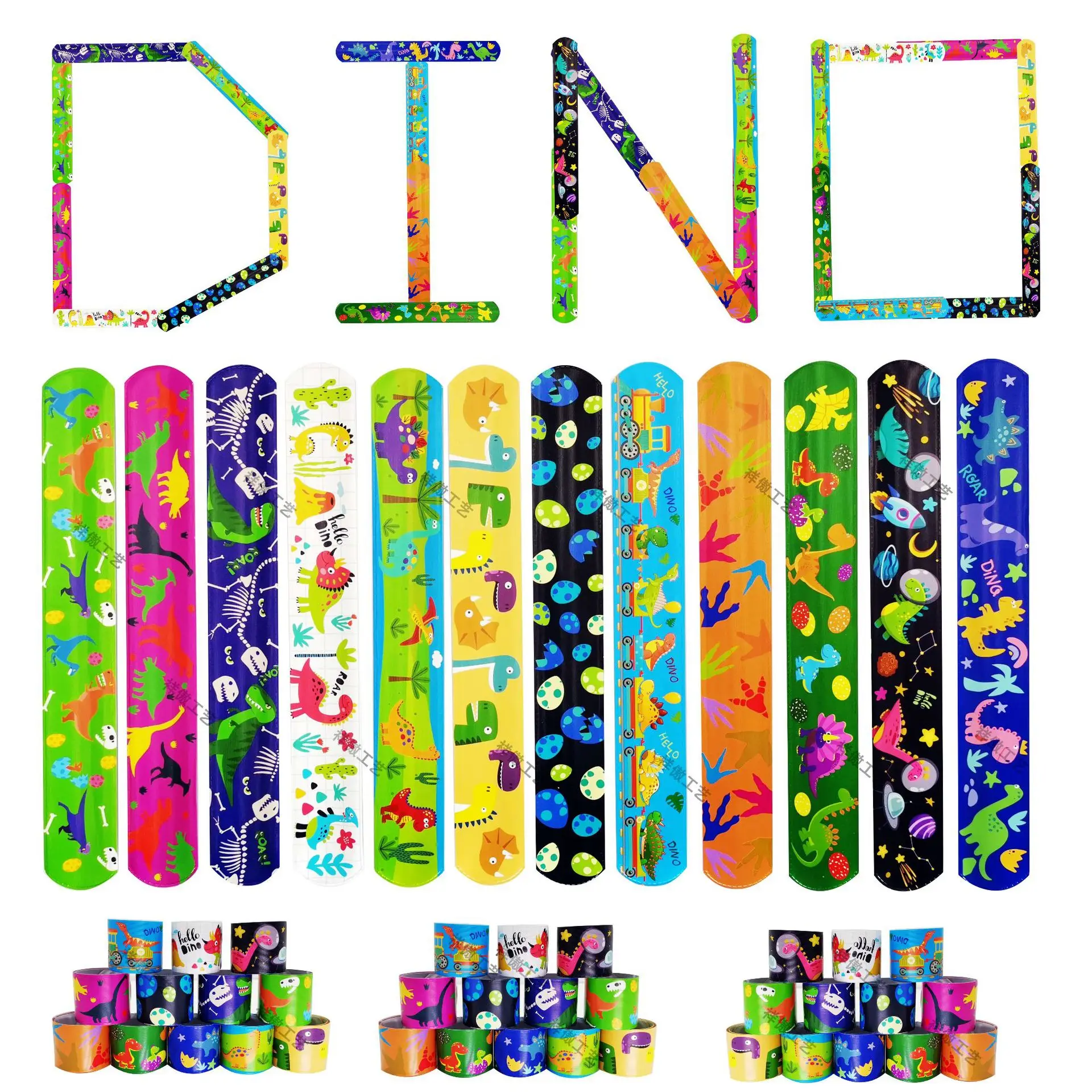 12 stücke Cartoon Dinosaurier Schlagen Armband Geschenk Party Dekoration kinder Junge Glücklich Dschungel Wildlife Park Dinosaurier Geburtstag Party – Detail 5
