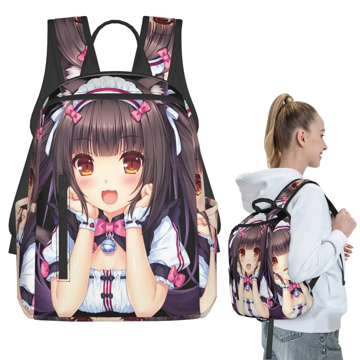 

Nekopara Game Kawaii Anime Backpack Student BookBag Kids School Bag Computer Shoulder Bags Boys Girls