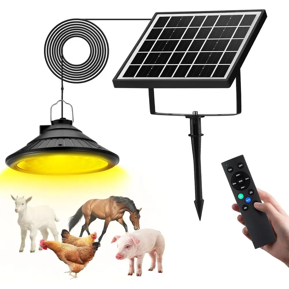 

Chicken Coop Light with Timer, Three-Color Dimmable LED, IP66 Waterproof Hanging Ceiling Pendant Light for Poultry, Coops, Patio