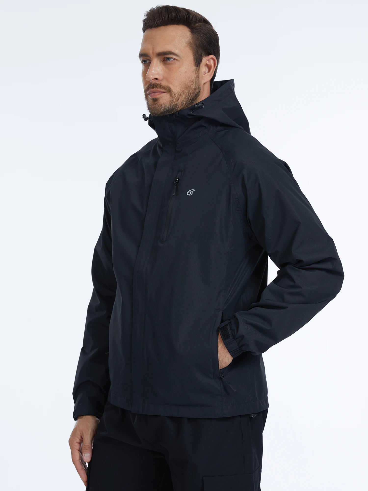 Sommerliche, wasserdichte Regenjacke für Herren, leichte, dünne Regenjacke mit Innentasche, ideal zum Campen, Wandern, Radfahren und Angeln. – Detail 4