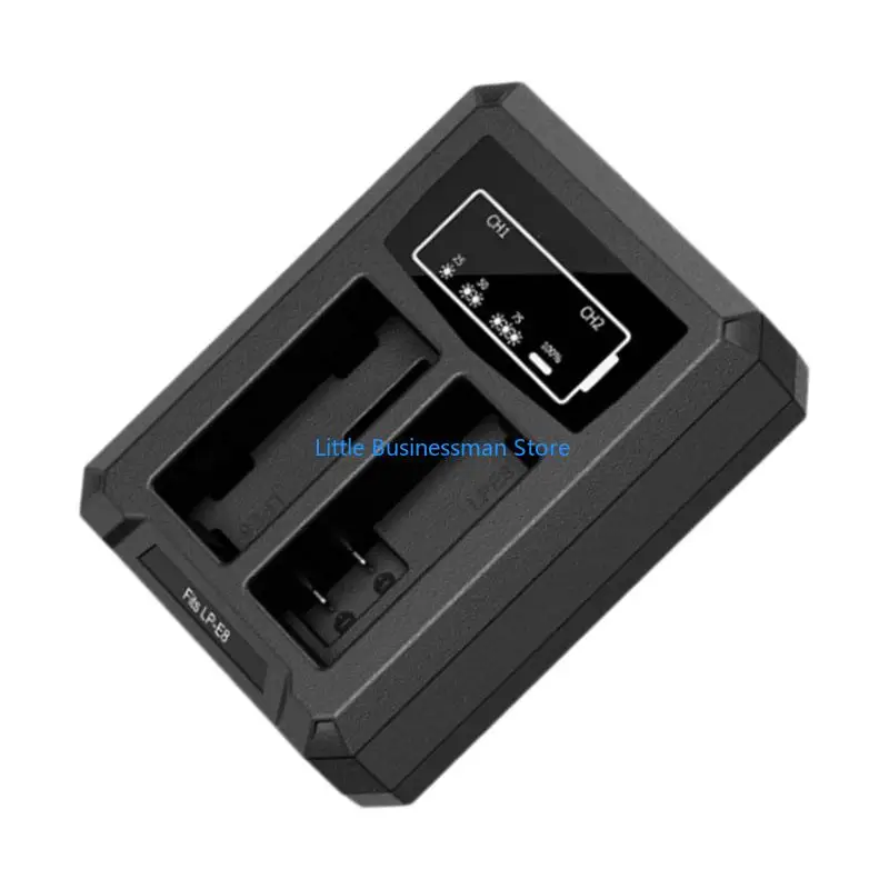 Front-Display Camera Battery with Two Visible Bays, Separate CH1 and CH2 Labels, and a 25/50/75/100 Scale for Viewing