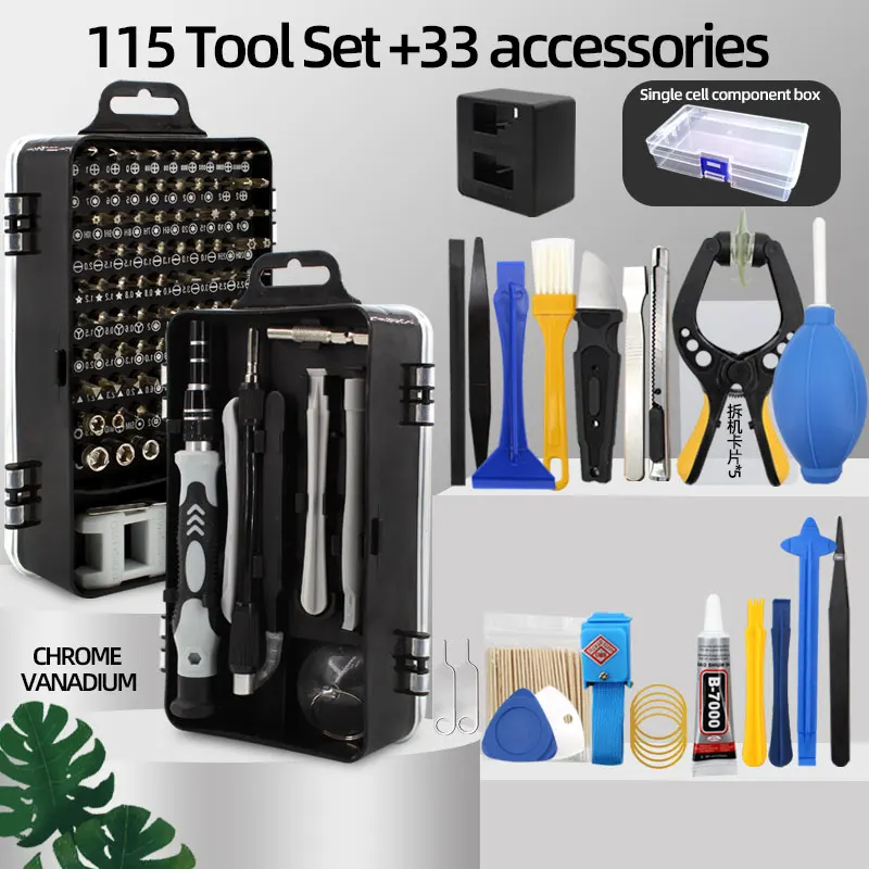 

Набор прецизионных отверток 115 в 1, биты для отверток, портативный профессиональный набор инструментов для ремонта электроники, магнитный крестообразный Torx