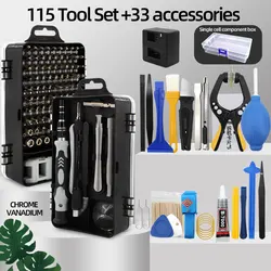 115 in 1 Precision Screwdriver Set Screw Driver Bits Portable Professional Electronic Repair Tool Set Magnetic Phillips Torx