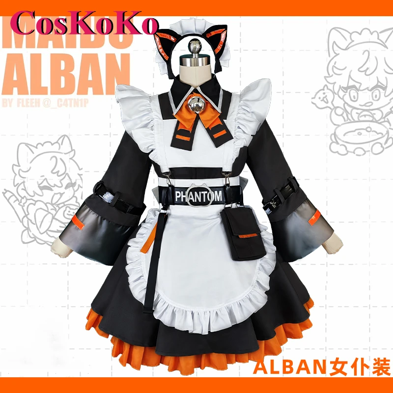 

CosKoKo Alban Kno Cosplay Costume Hot Anime Vtuber NIJISANJI Sweet Lovely Maid Dress Women Halloween Party Role Play Clothing