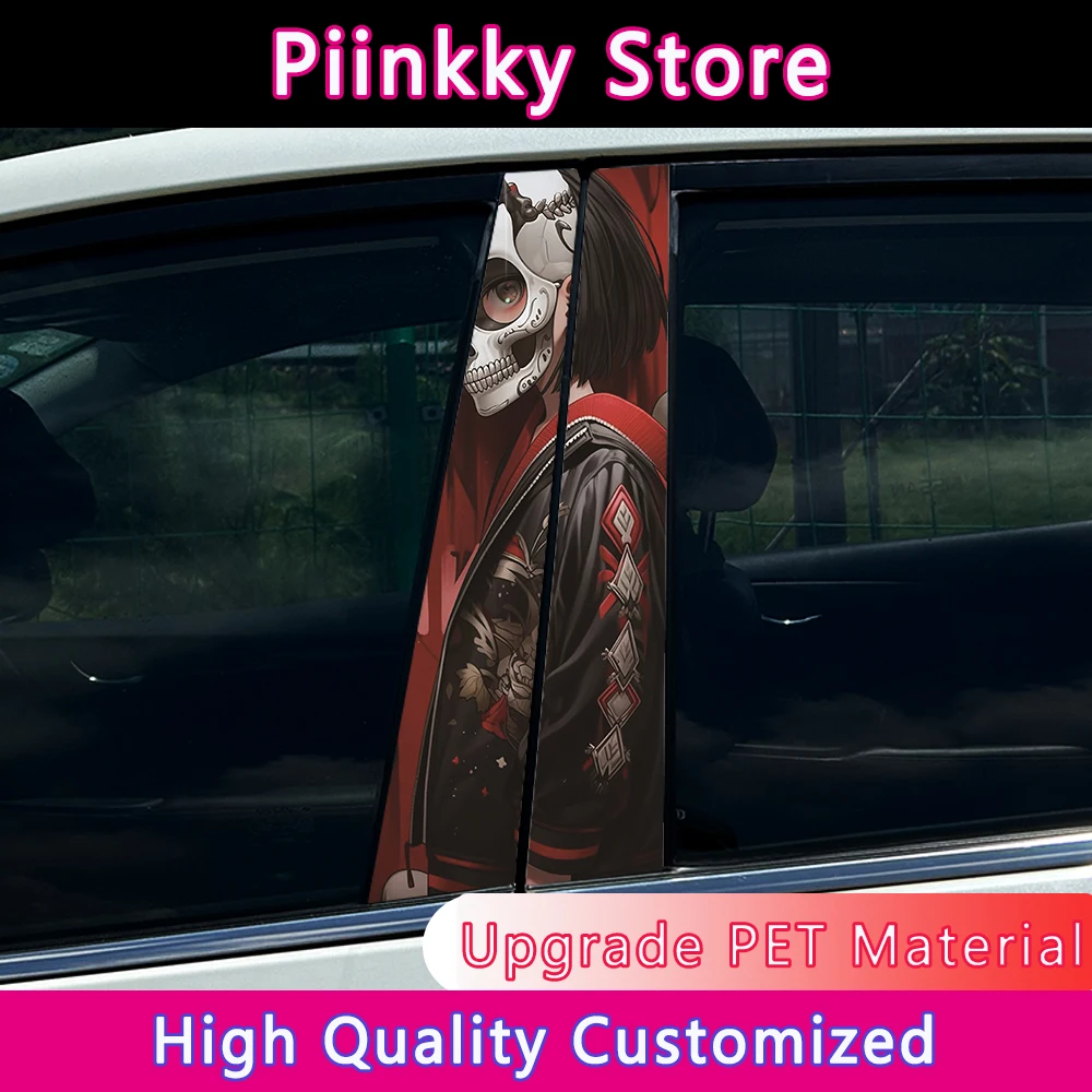 

Gothic Horror Skeleton Auto B-pillar Stickers Car Center Column Decoration Cover Scratches Waterproof Decals Car Accessories