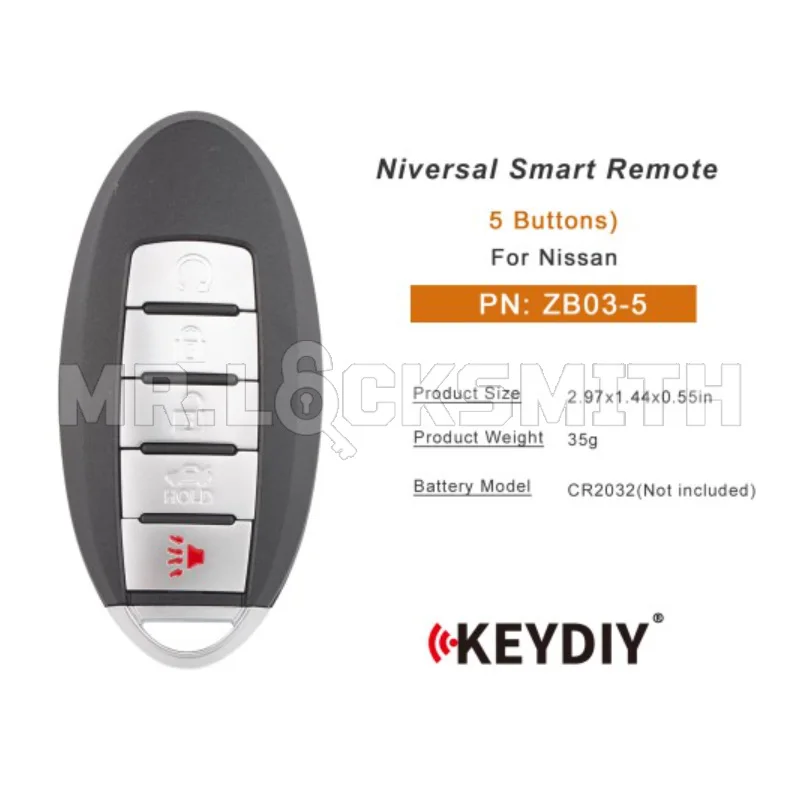 MRLOCKSMITH KEYDIY ZB Series KD ZB03-5 Universal Smart Remote Key 4+1 Buttons for Nissan Type