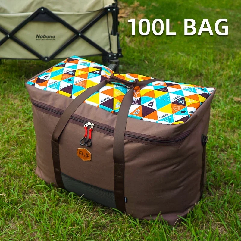 100L Outdoor Camping Duffel Bag for Tent Sleeping Bag Storage Road Trip Gear Organizer Large Capacity