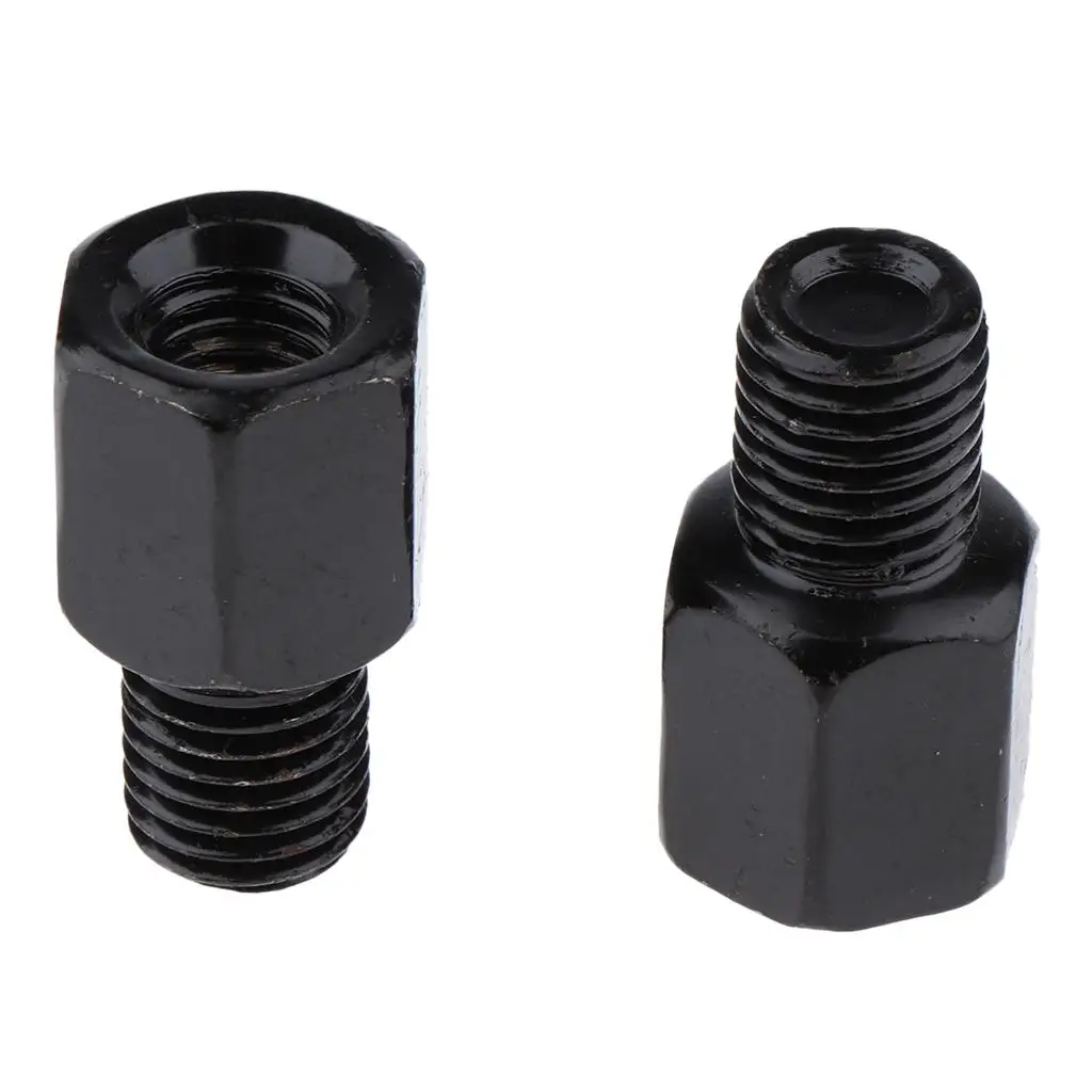 2 Pieces Scooter Motorcycle Rearview Side Mirror RH 8mm - RH 10mm Adapter Positive Reverse Thread Screw Black