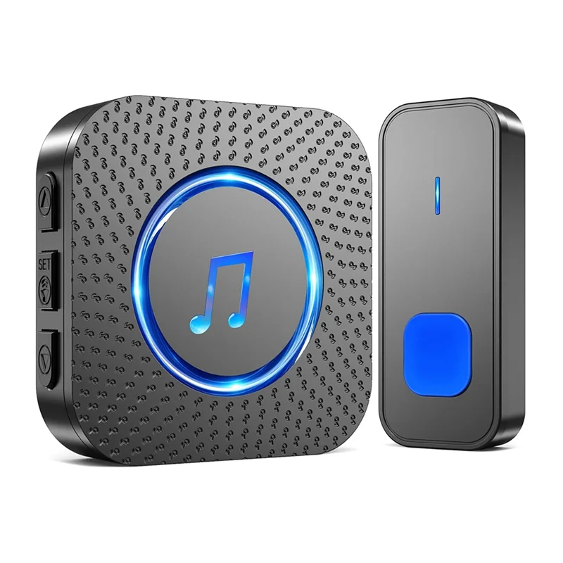 ABJF-ワイヤレスドアベルキット IP55 防水ワイヤレスドアベル 1300 フィート/400 メートルリモートドアベル 55 チャイム 5 ボリューム、家庭教室用