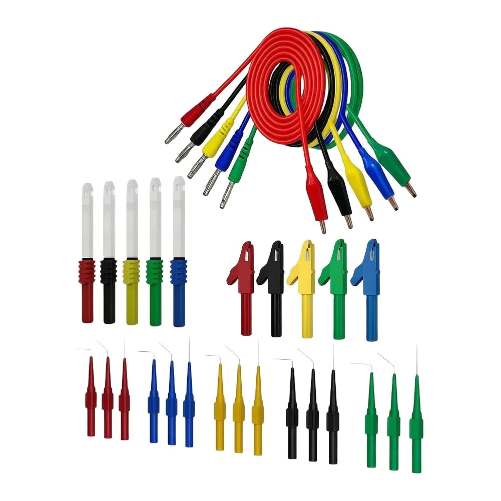 30-Piece Reinforced Test Kit with For 4mm Banana Connectors and Red Copper Clips for Electrical Testing and Diagnostics