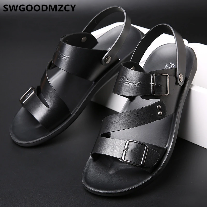 Man Sandals 2024 Summer Beach Sandals Leather Sandals Men Designer Shoes Men Open Shoes Men Zapatos De Hombre Erkek Ayakkabi image 3