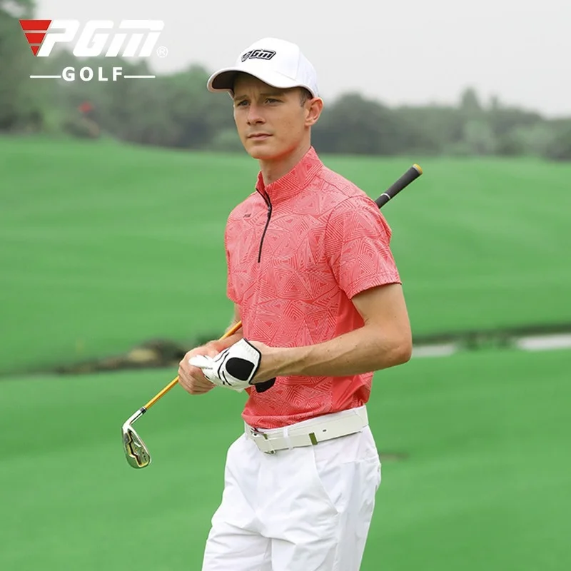 PGM Golf T-shirt Men\'s Shirts Summer Short Sleeve Tops Male Breathable Elastic Uniforms Golf Clothing Size M-XXL YF394