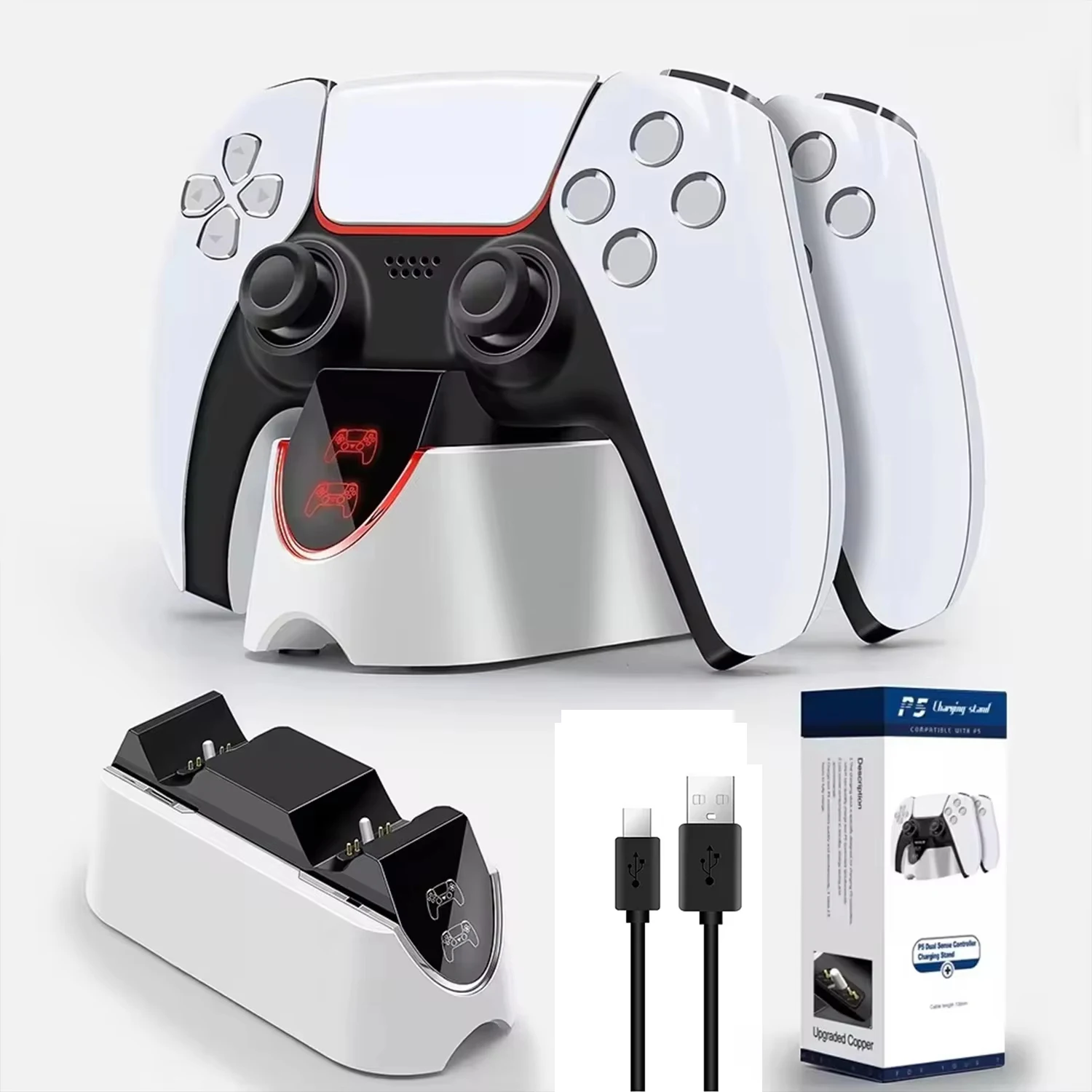 Dual Fast Charger for PS5 Wireless Controller USB 3.1 Type-C Charging Cradle Dock Station for Sony PlayStation5 Joystick Gamepad