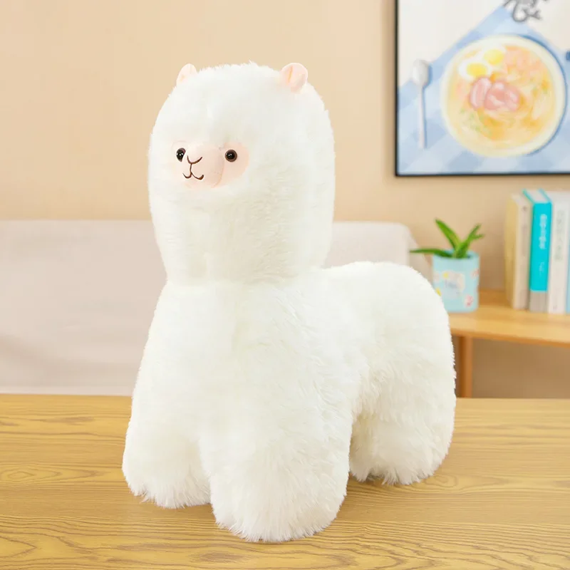 Adorável Brinquedo De Pelúcia Alpaca, Rosa e Branco, Recheado Macio, Lhama De Ovelha Bonito, Bonecas De Animais, Travesseiro Do Sono, Decoração De Cama De Casa, Presente, 40 cm, 50 cm, 60cm